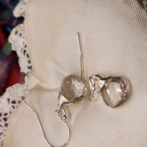 Elegant Silver Drop Earrings - Picture 1 of 7